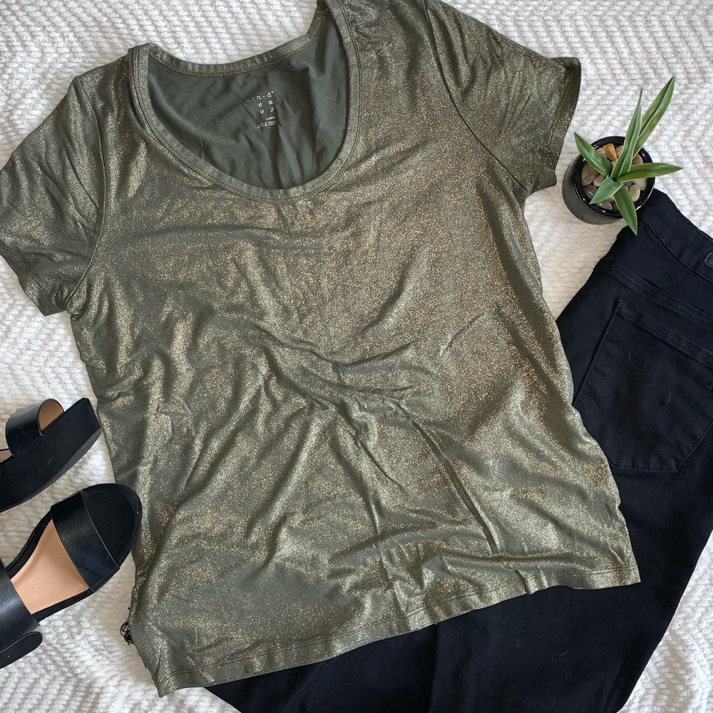 A New Day Short-Sleeve Top Metallic Gold Size L